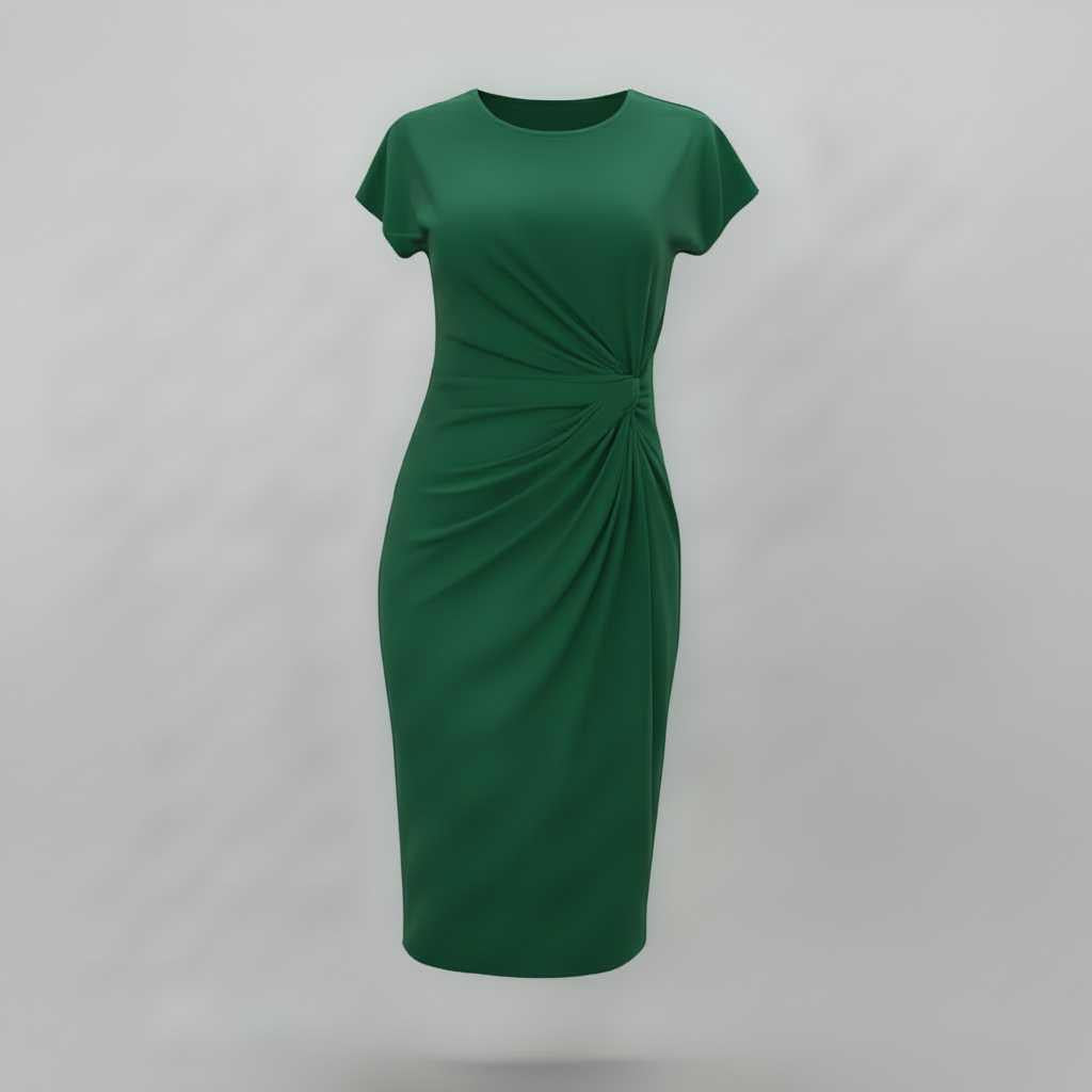 Elvarisse | Women's Elegant Tailored Midi Dress – Short Sleeve Fitted Office & Occasion Dress 7