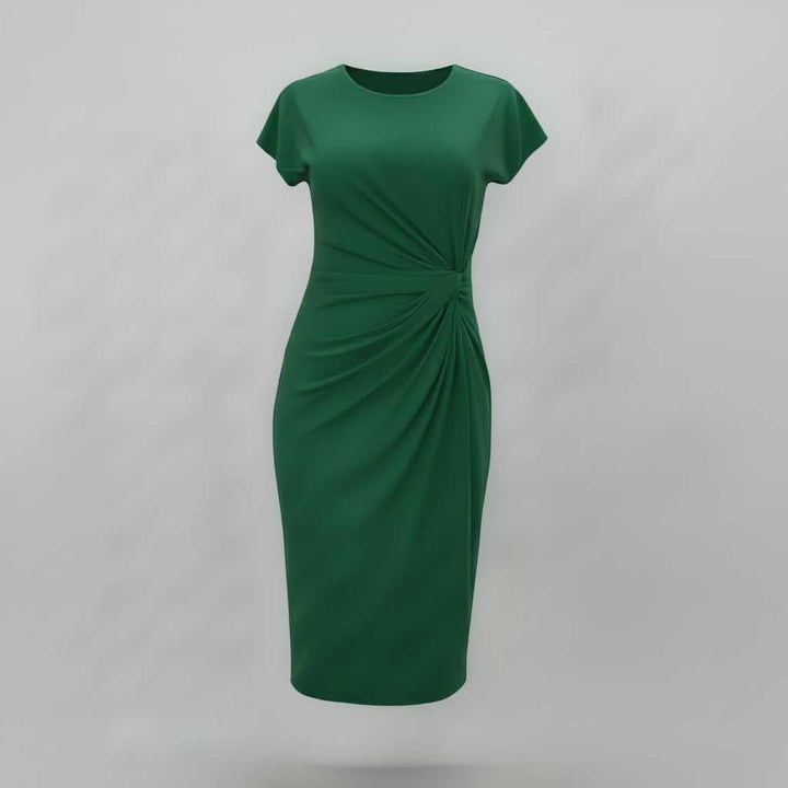 Elvarisse | Women's Elegant Tailored Midi Dress – Short Sleeve Fitted Office & Occasion Dress 7