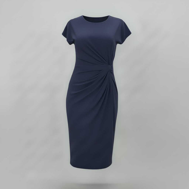 Elvarisse | Women's Elegant Tailored Midi Dress – Short Sleeve Fitted Office & Occasion Dress 8