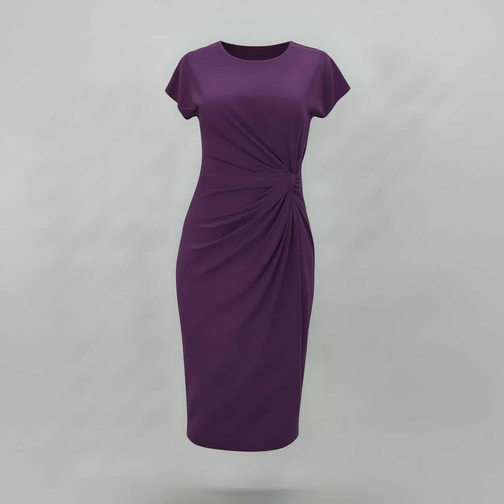 Elvarisse | Women's Elegant Tailored Midi Dress – Short Sleeve Fitted Office & Occasion Dress 9