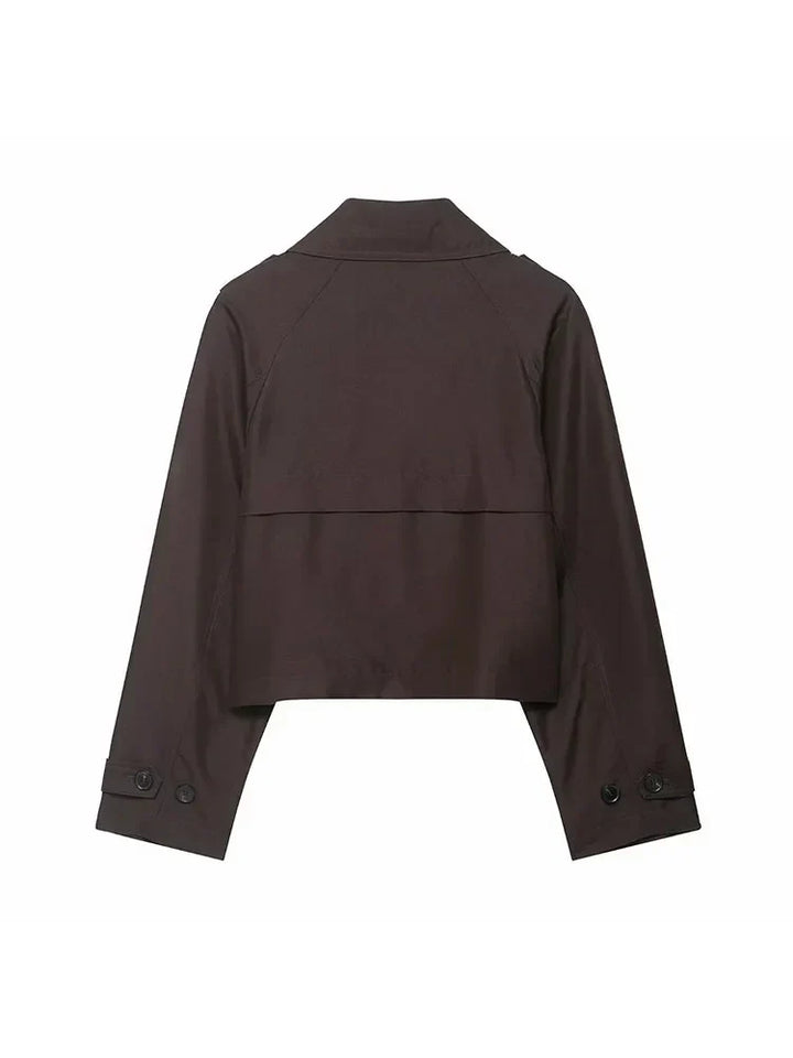 Ardemelle | Women's Elegant Double-Breasted Short Trench Coat 3