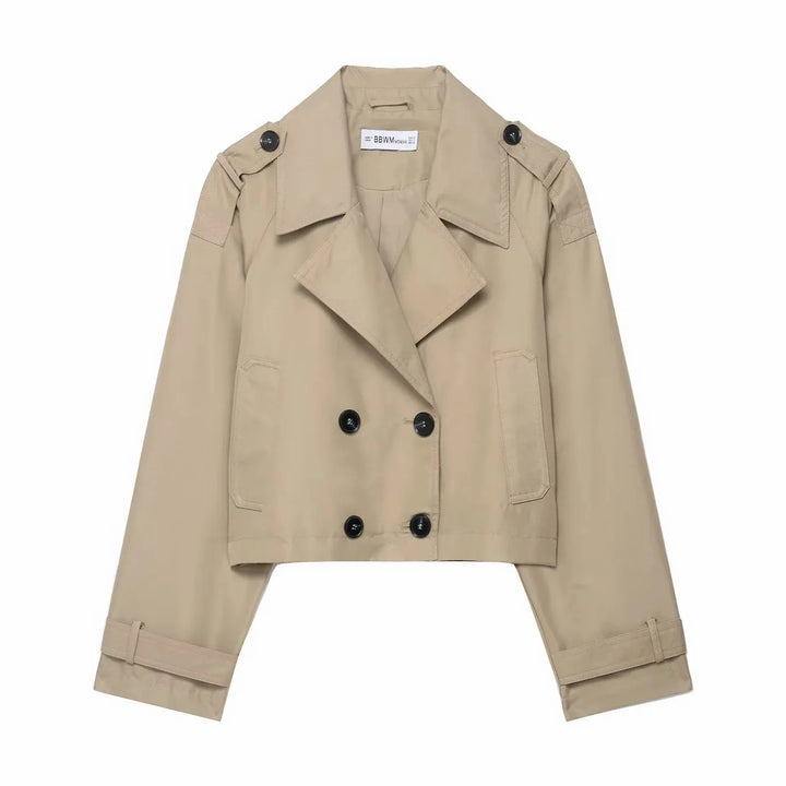 Ardemelle | Women's Elegant Double-Breasted Short Trench Coat 4