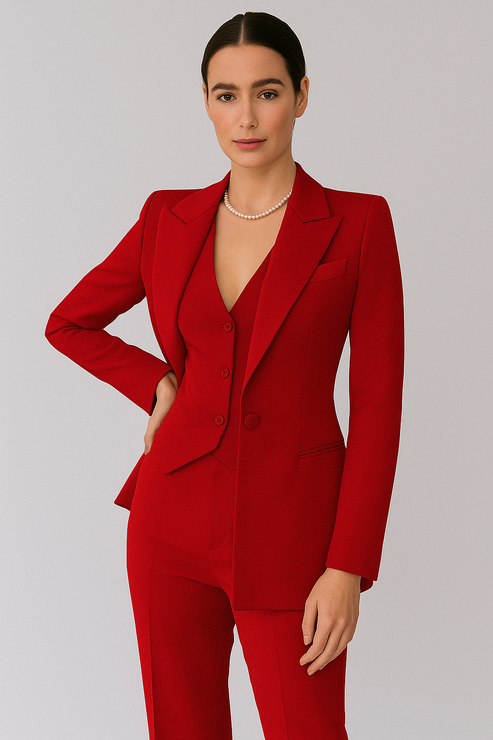 Varellia | Women's Elegant Three-Piece Tailored Suit Set – Blazer, Waistcoat & Slim-Fit Trousers 4