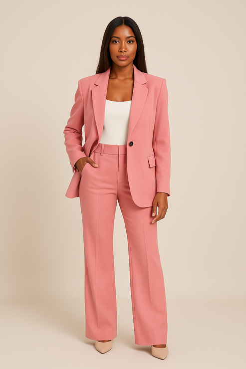 Elvoria | Women's Elegant Tailored Blazer & Straight-Leg Trouser Suit – Two-Piece Formal Pantsuit 3