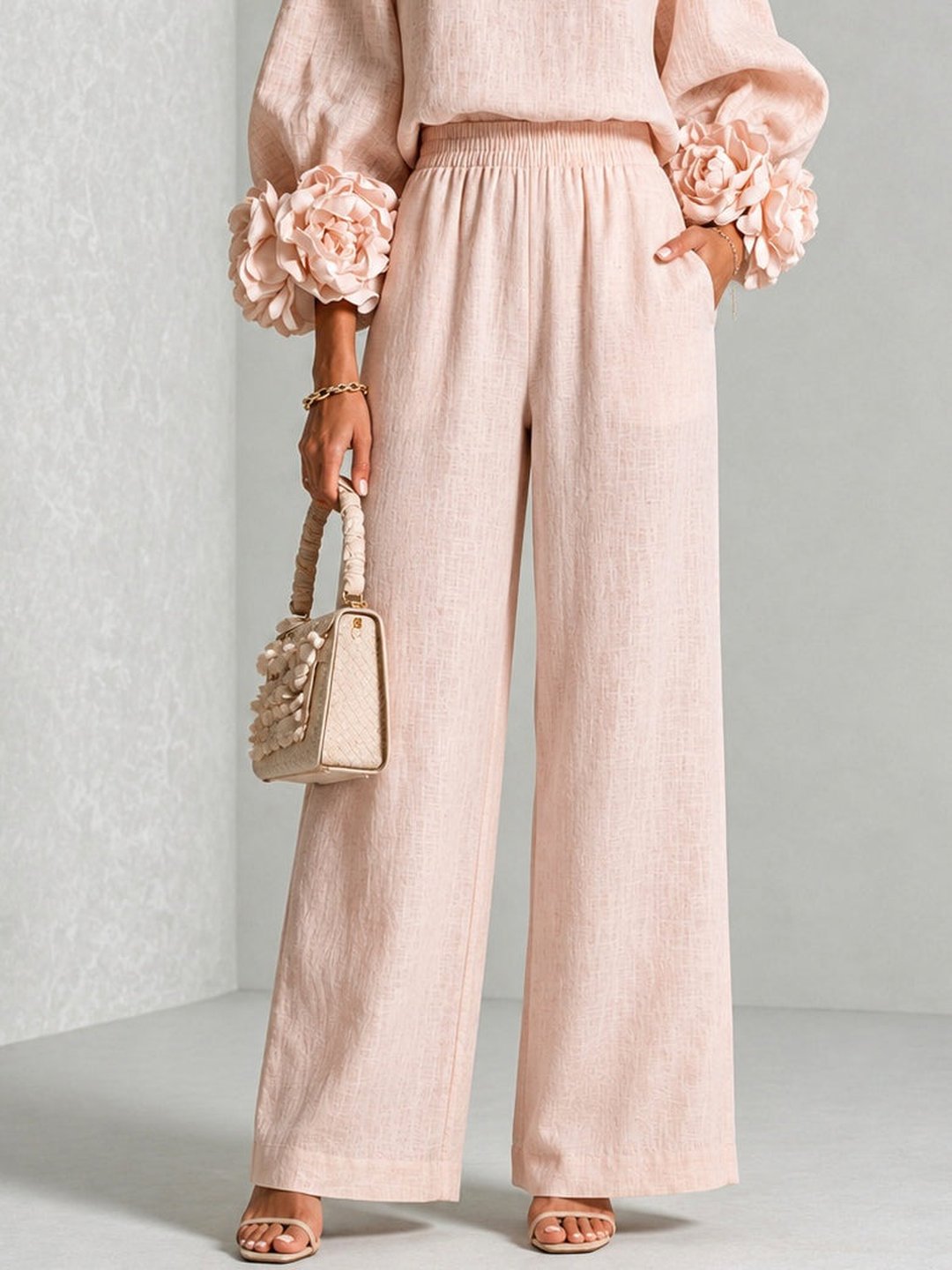 Floravessae | Women's Elegant Floral Cuff Two-Piece Set