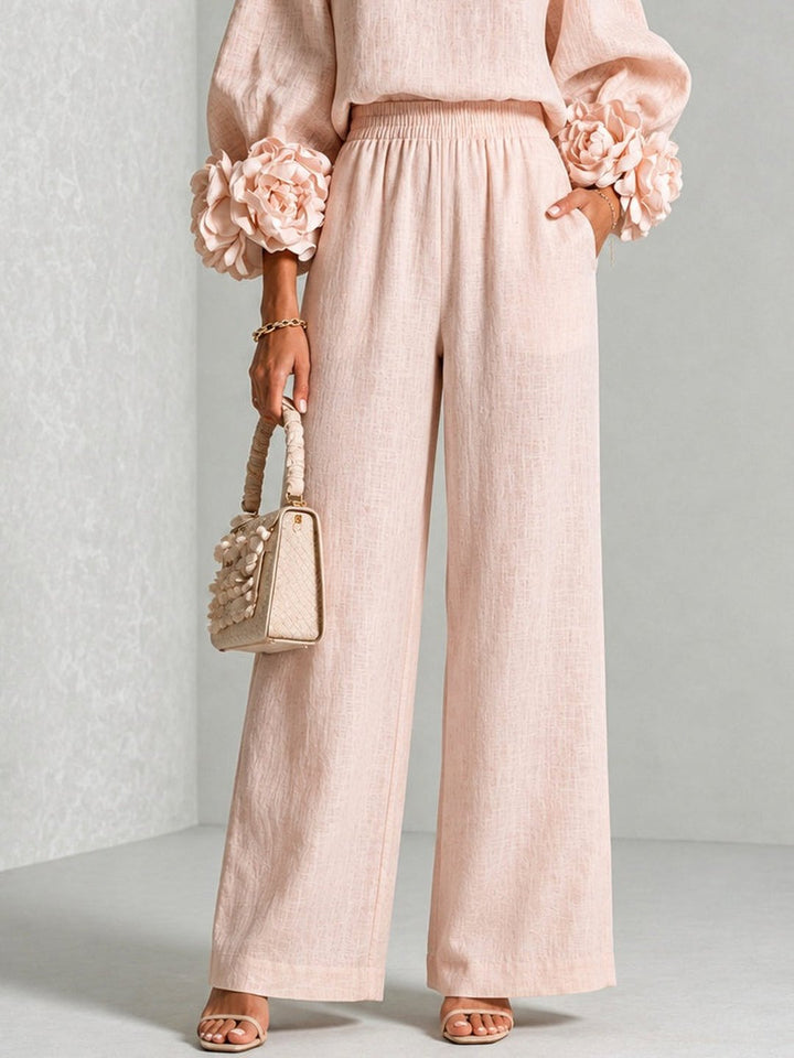 Floravessae | Women's Elegant Floral Cuff Two-Piece Set