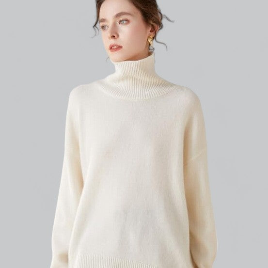 Auremira | Women's Luxury Pure Cashmere Oversized Turtleneck Sweater 1