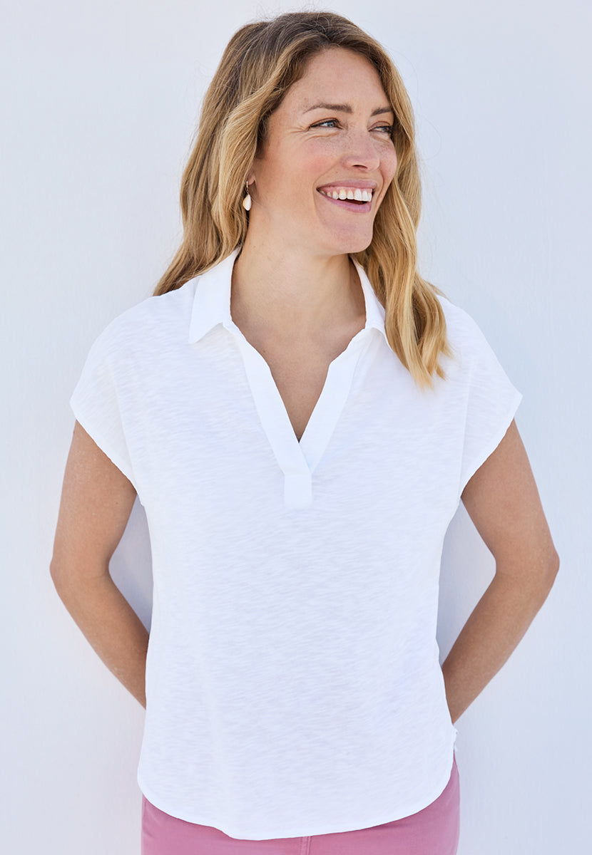 Marielle | Women’s Relaxed Slub Jersey Half-Placket Top 4