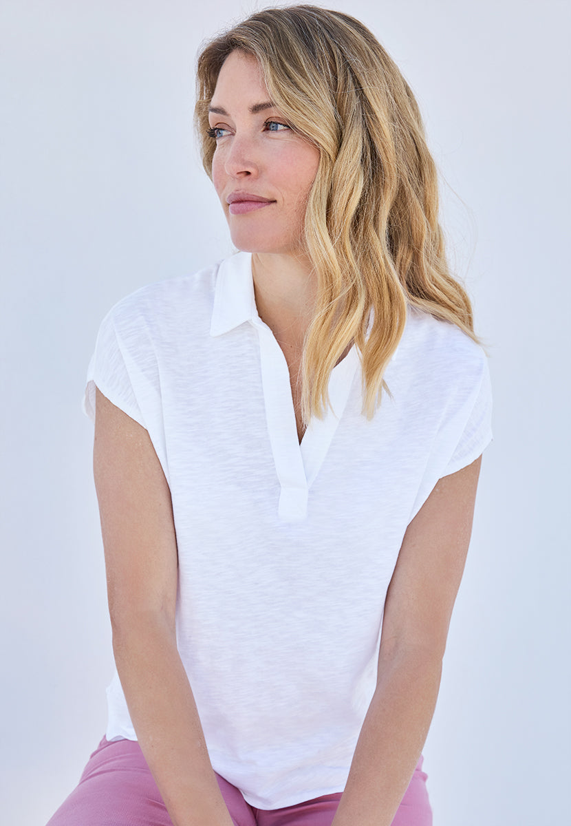 Marielle | Women’s Relaxed Slub Jersey Half-Placket Top 2