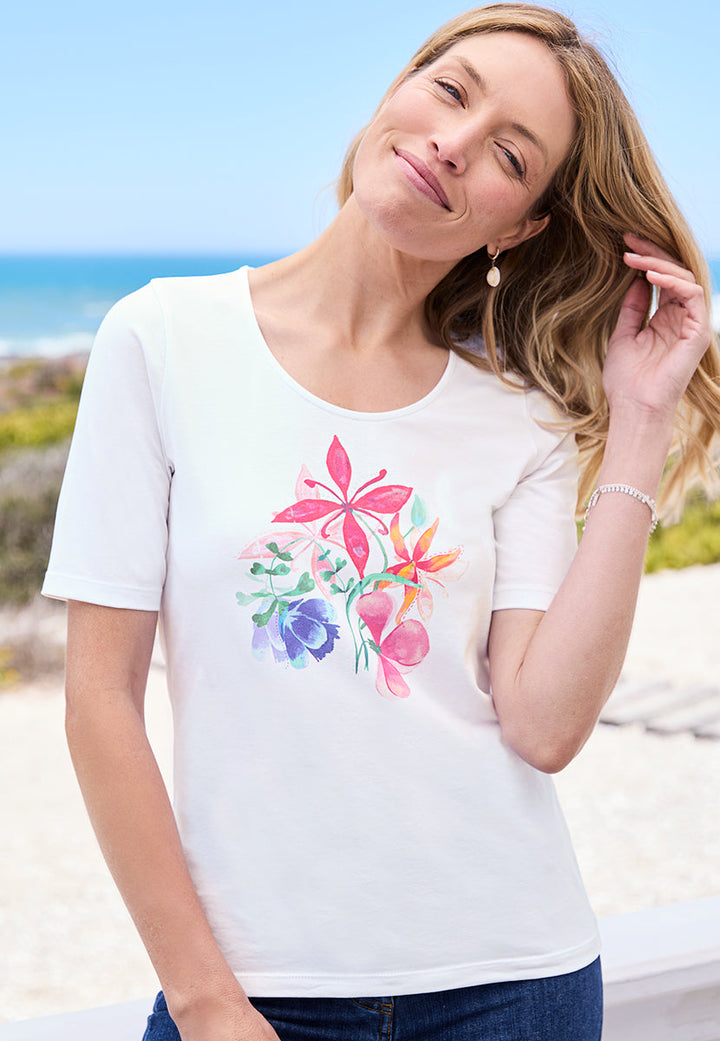Vivelle | Women’s Cotton Jersey Top with Placement Print 2
