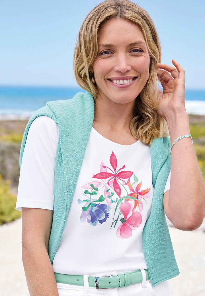 Vivelle | Women’s Cotton Jersey Top with Placement Print 1