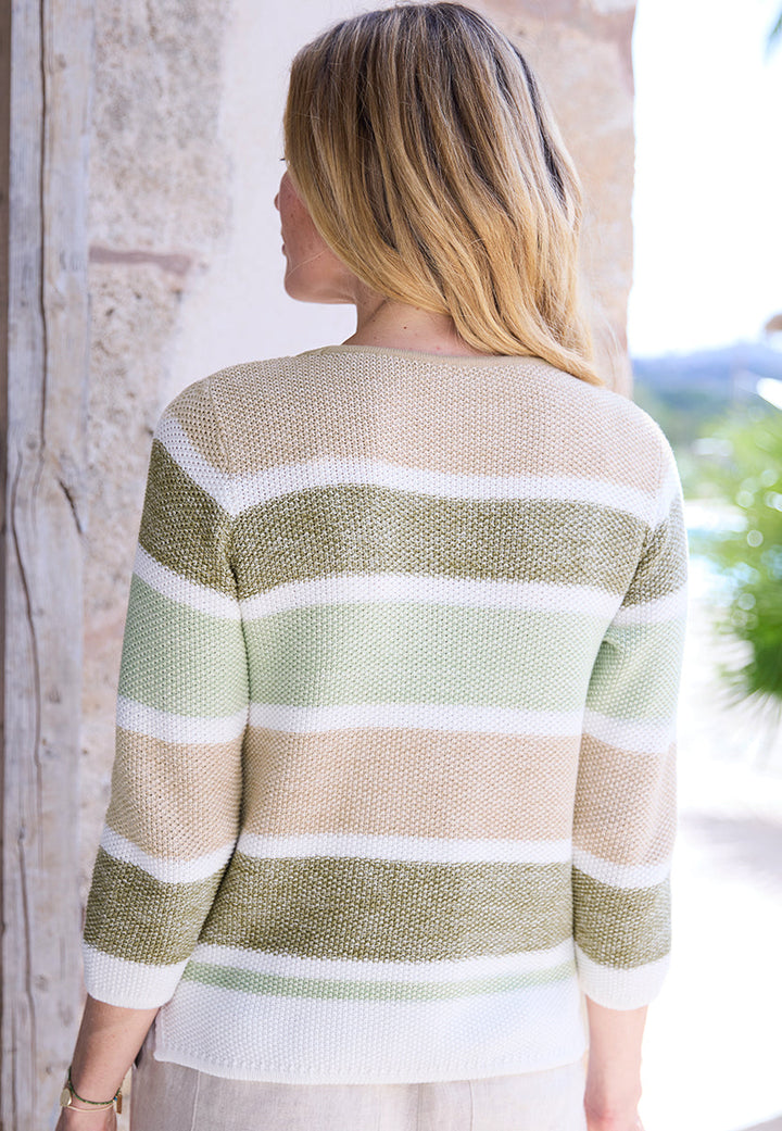 Maellea | Women’s Pure Cotton Marl Stripe Relaxed-Fit Jumper 2