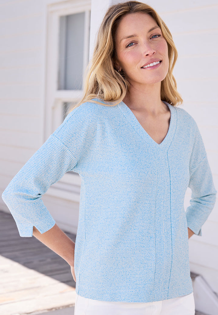 Amandine | Women’s Cotton-Rich V-Neck Top with Dolman Sleeves 2