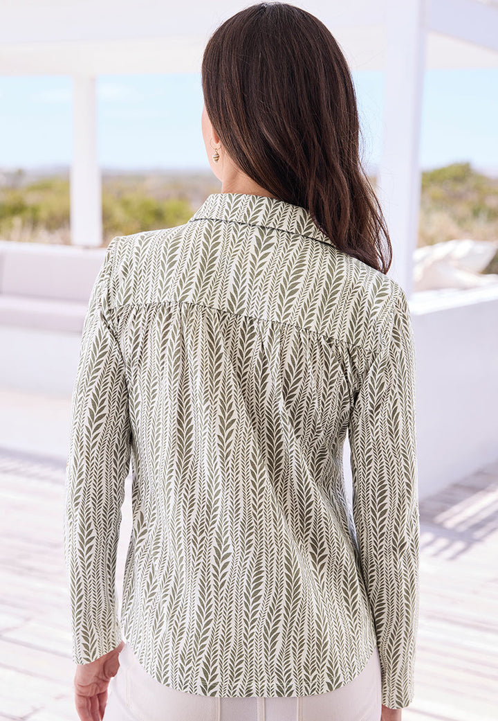 Oriane | Women’s Cotton Slub Jersey Top with Shoulder Gathers 3