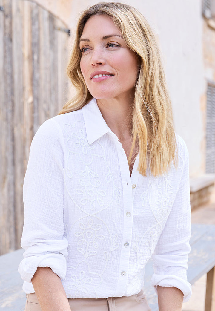 Celiane | Women’s Pure Cotton Double-Cloth Embroidered Shirt 1