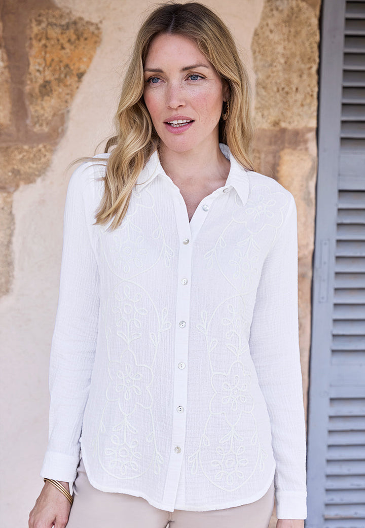 Celiane | Women’s Pure Cotton Double-Cloth Embroidered Shirt 2