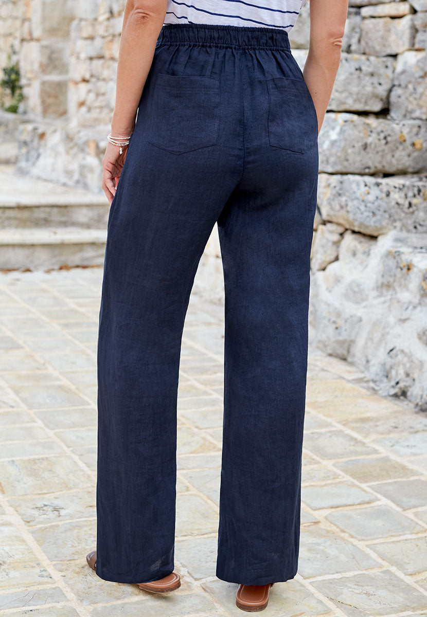 Lunelle | Women’s Wide-Leg Linen Pull-On Trousers 4