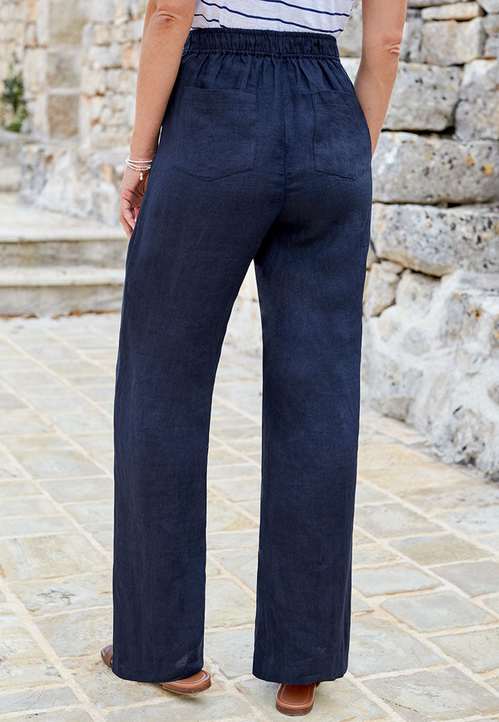 Lunelle | Women’s Wide-Leg Linen Pull-On Trousers 4