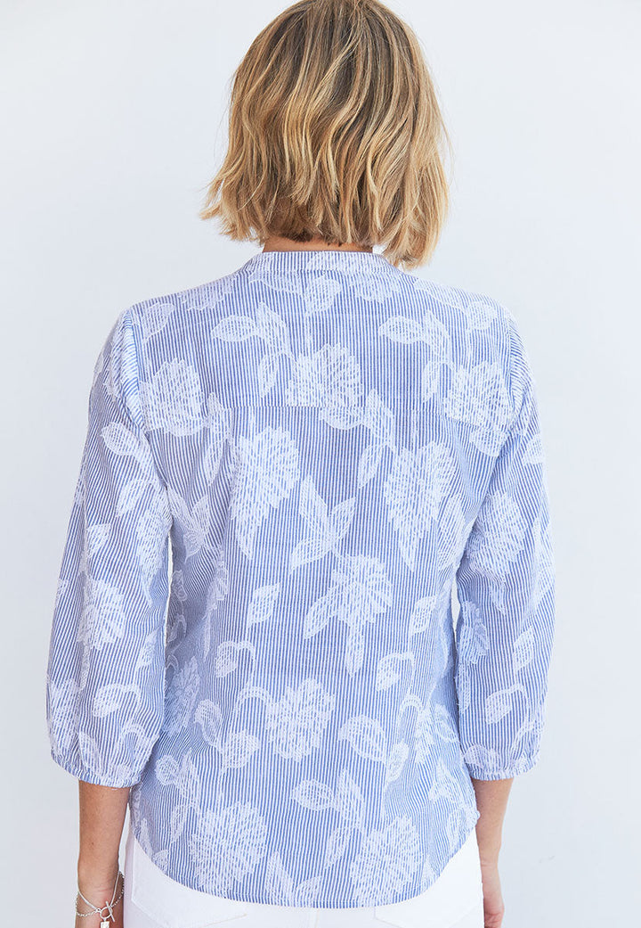 Elodie | Jacquard Cotton Notch-Neck Blouse 3