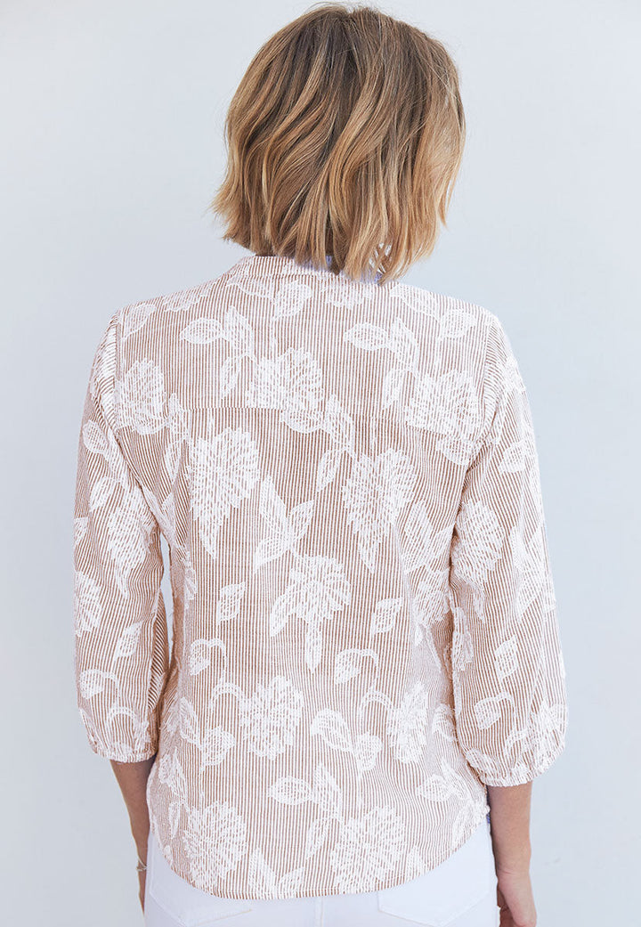 Eloise | Women’s Pure Cotton Jacquard Notch-Neck Blouse 2