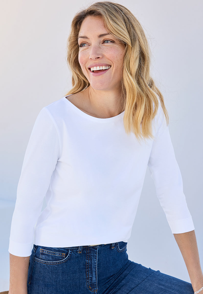 Noemie | Women’s Cotton Jersey Boat Neck Top 1