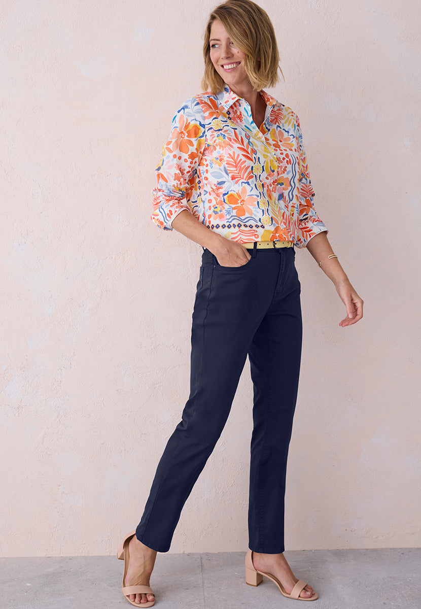 Dalia | Women’s Stretch Cotton Trousers with Back Yoke 1