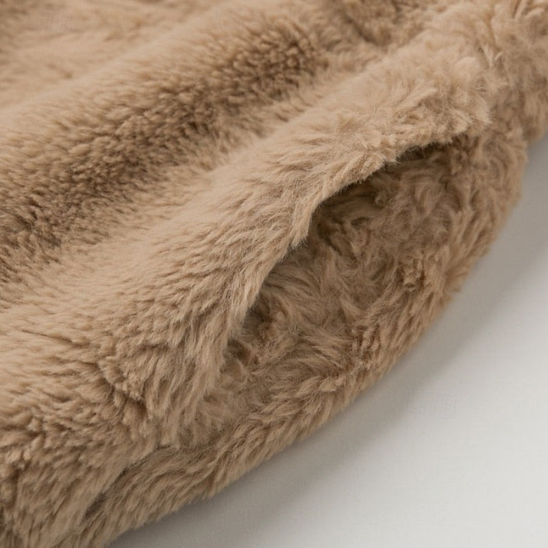 Elvoria | Women's Cropped Faux Fur Zip-Up Jacket