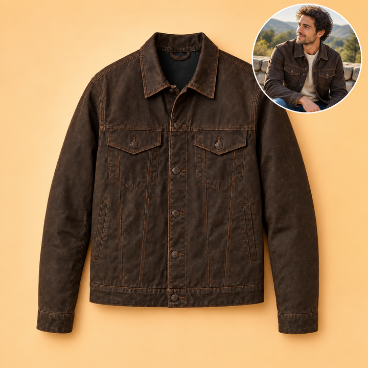 Brackenford | Men's Water-Resistant Waxed Cotton Trucker Jacket