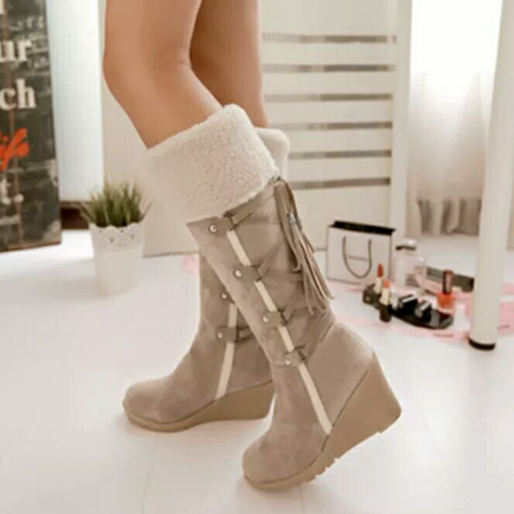 Evelorae | Women's Faux Fur-Lined Wedge Ankle Boots