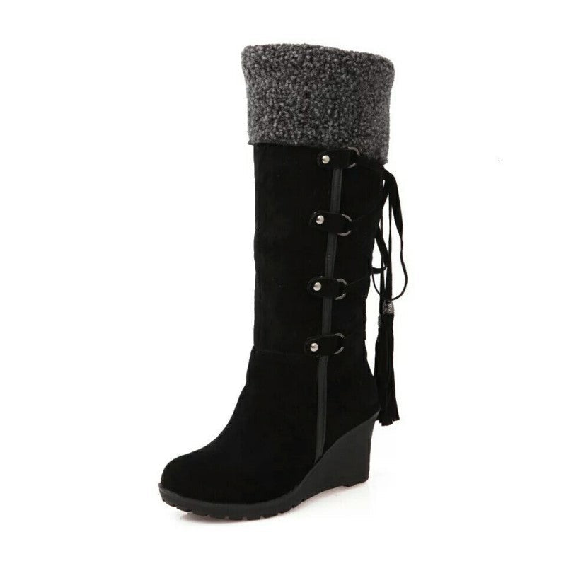 Evelorae | Women's Faux Fur-Lined Wedge Ankle Boots