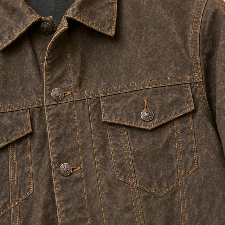 Brackenford | Men's Water-Resistant Waxed Cotton Trucker Jacket