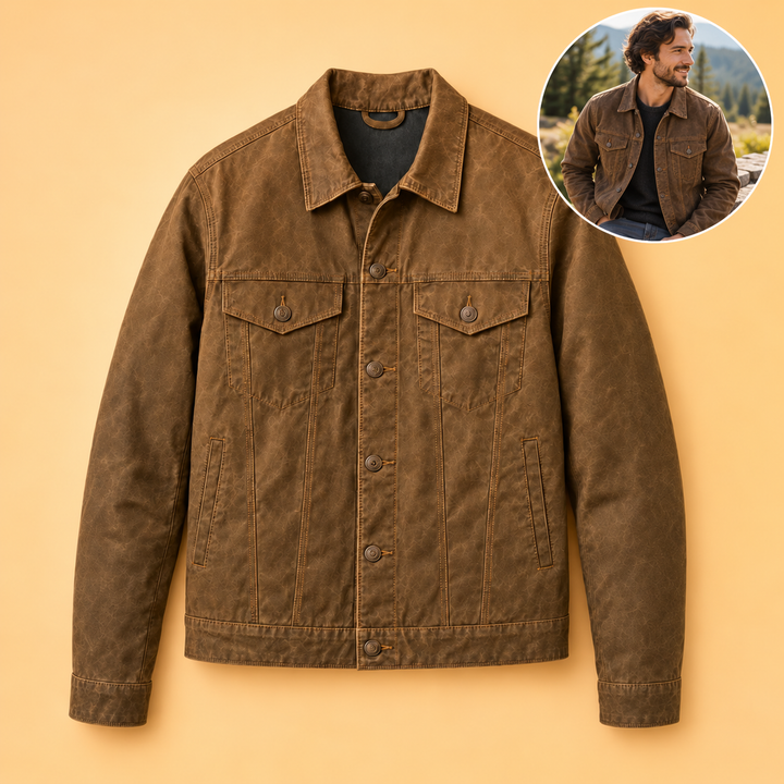Brackenford | Men's Water-Resistant Waxed Cotton Trucker Jacket