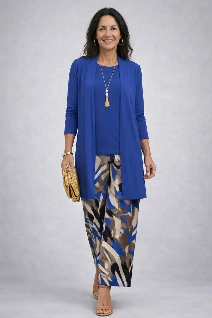 Marovella | Women's Elegant 3-Piece Cardigan, Top & Wide-Leg Trouser Set 2