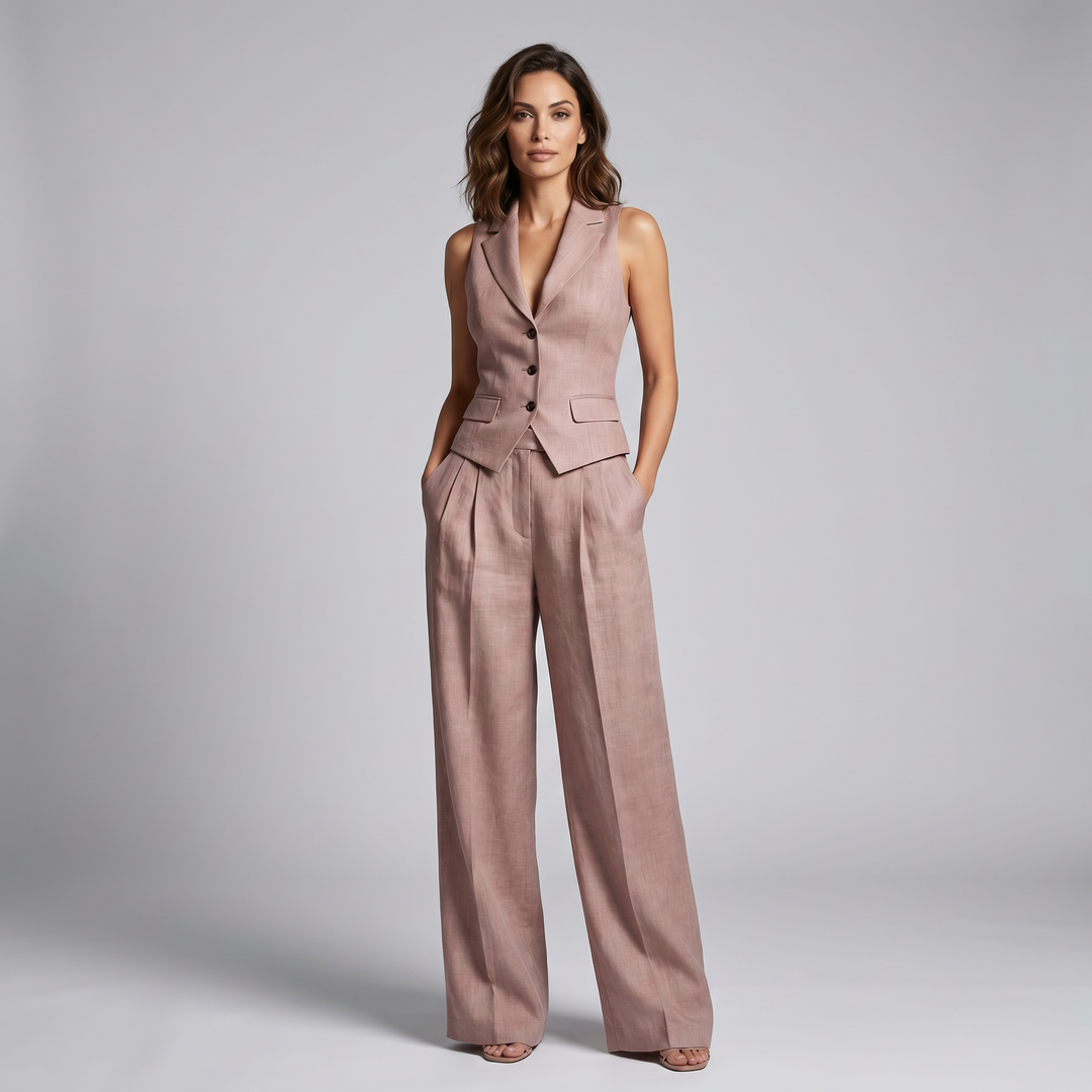 Avelisse | Women's Tailored Two-Piece Vest & Trouser Set – Elegant Sleeveless V-Neck Outfit 1