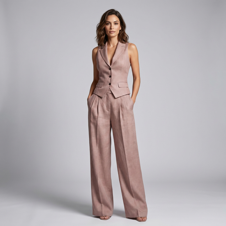 Avelisse | Women's Tailored Two-Piece Vest & Trouser Set – Elegant Sleeveless V-Neck Outfit 1