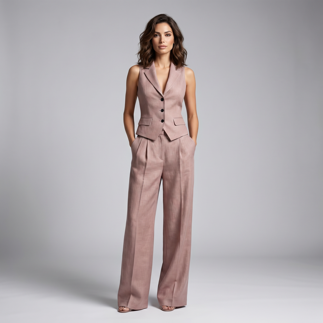 Avelisse | Women's Tailored Two-Piece Vest & Trouser Set – Elegant Sleeveless V-Neck Outfit 2