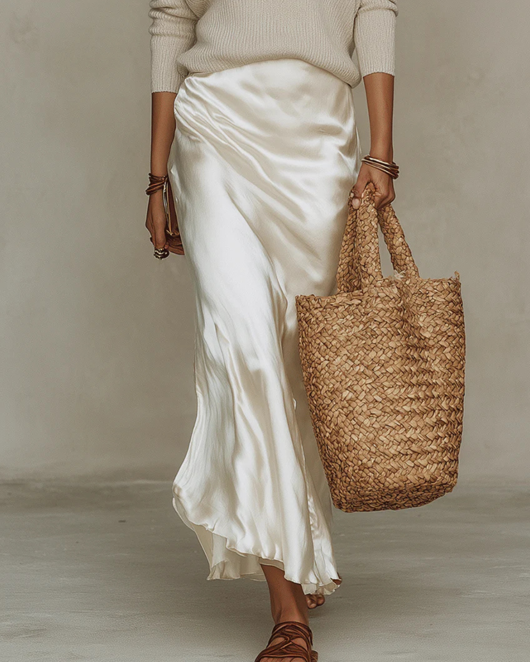 Sylvoria | Women's Elegant Satin-Feel Flowing Midi Dress 14