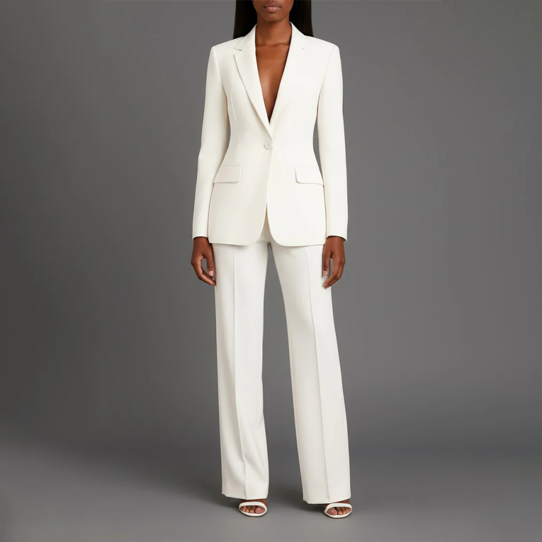 Valestra | Women's Tailored Blazer & Straight-Leg Trousers Set – Elegant Two-Piece Formal Suit 1