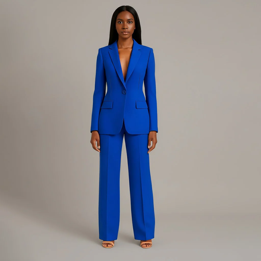 Valestra | Women's Tailored Blazer & Straight-Leg Trousers Set – Elegant Two-Piece Formal Suit 6