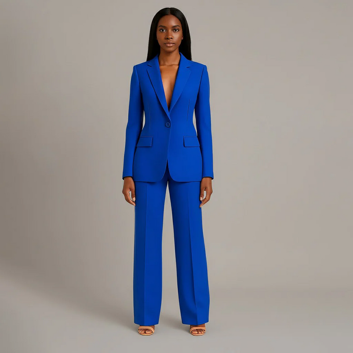 Valestra | Women's Tailored Blazer & Straight-Leg Trousers Set – Elegant Two-Piece Formal Suit 6