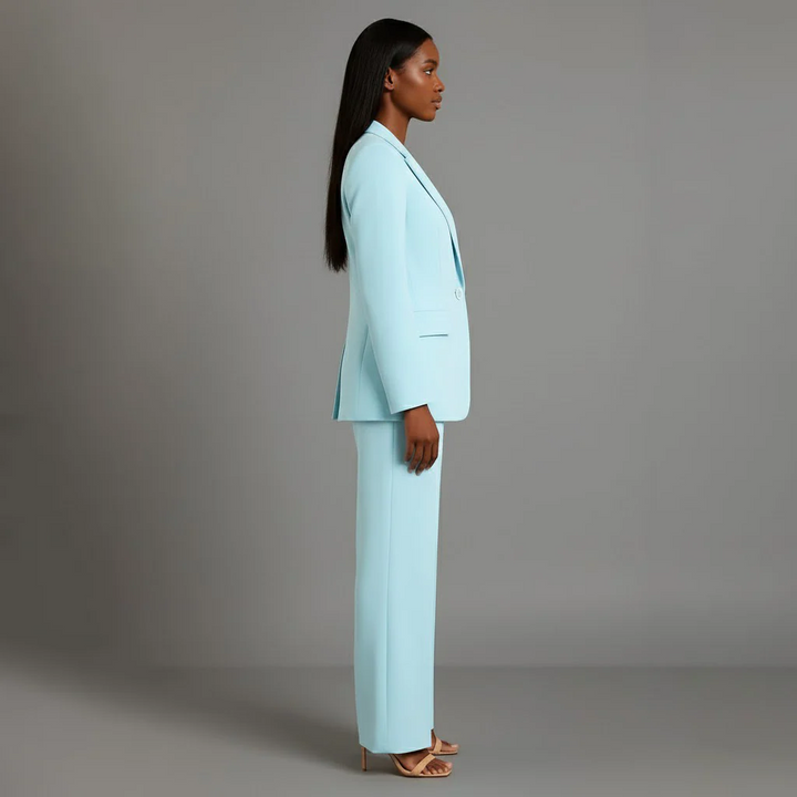 Valestra | Women's Tailored Blazer & Straight-Leg Trousers Set – Elegant Two-Piece Formal Suit 7
