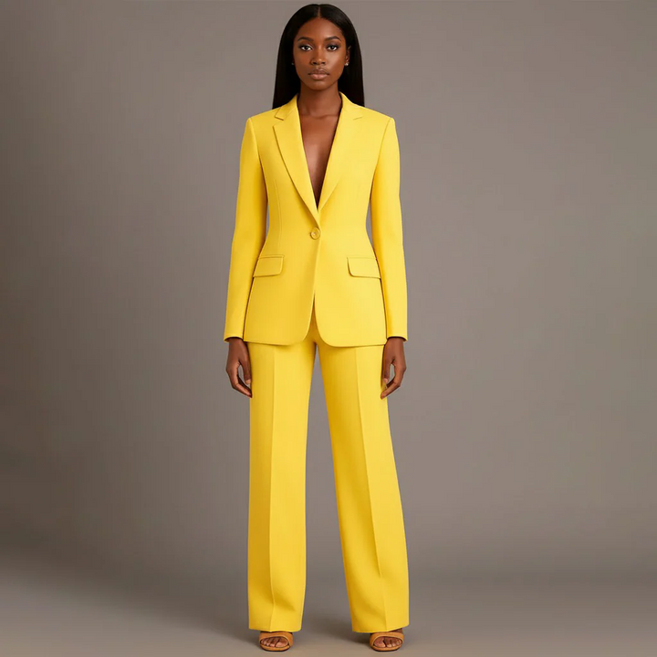 Valestra | Women's Tailored Blazer & Straight-Leg Trousers Set – Elegant Two-Piece Formal Suit 8