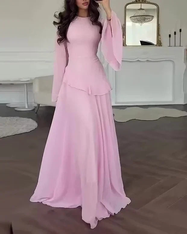 Aurelorae | Women's Elegant Tiered Bell Sleeve Maxi Dress 5