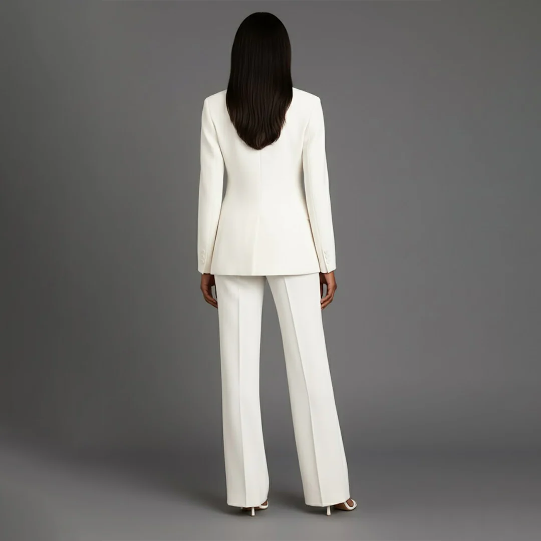Valestra | Women's Tailored Blazer & Straight-Leg Trousers Set – Elegant Two-Piece Formal Suit 3