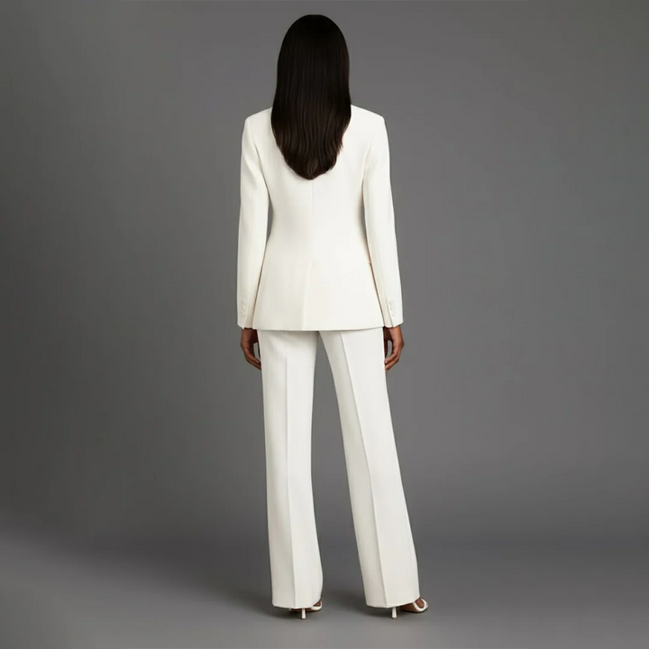 Valestra | Women's Tailored Blazer & Straight-Leg Trousers Set – Elegant Two-Piece Formal Suit 3