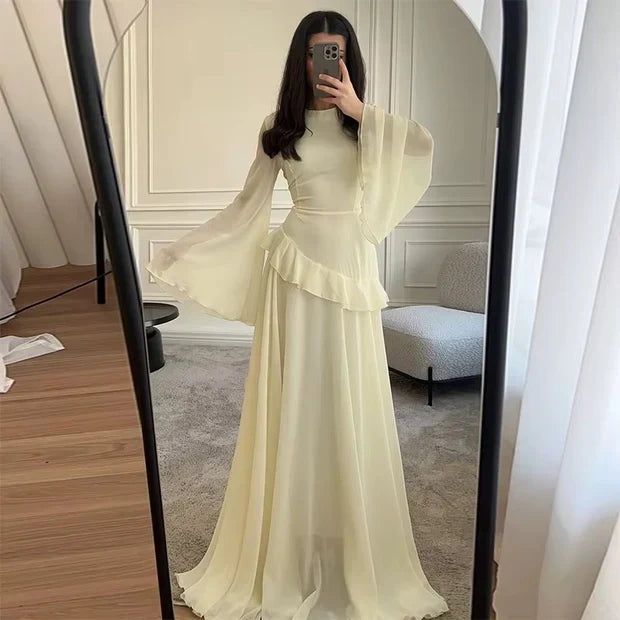 Aurelorae | Women's Elegant Tiered Bell Sleeve Maxi Dress 6
