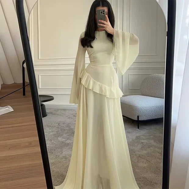 Aurelorae | Women's Elegant Tiered Bell Sleeve Maxi Dress 4