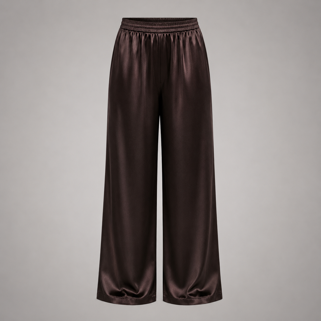 Satelisse | Women's Elegant High-Waisted Satin Wide-Leg Trousers 2