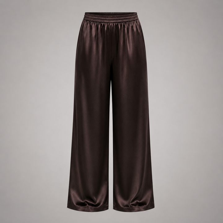 Satelisse | Women's Elegant High-Waisted Satin Wide-Leg Trousers 2