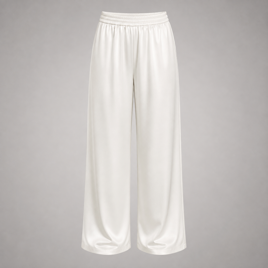 Satelisse | Women's Elegant High-Waisted Satin Wide-Leg Trousers 3